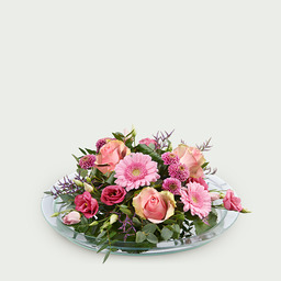Blauw echo kassa Bloemstuk roze - Bosch bloemen online